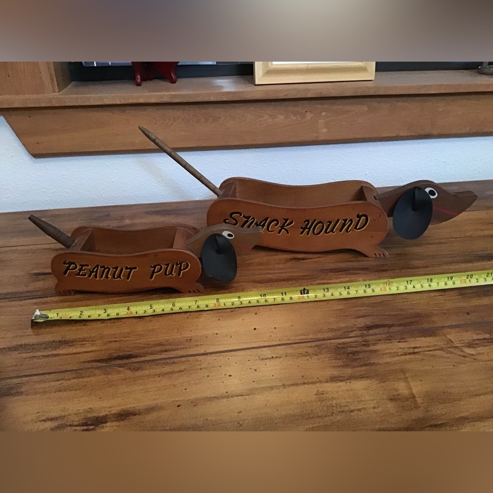 Wooden Dachshund Snack Hound & Peanut Pup Set